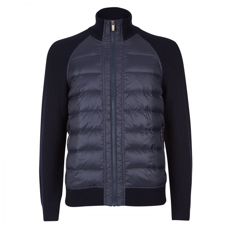 Zegna Sport Quilted Front Wool Cardigan in Blue for Men (navy) | Lyst