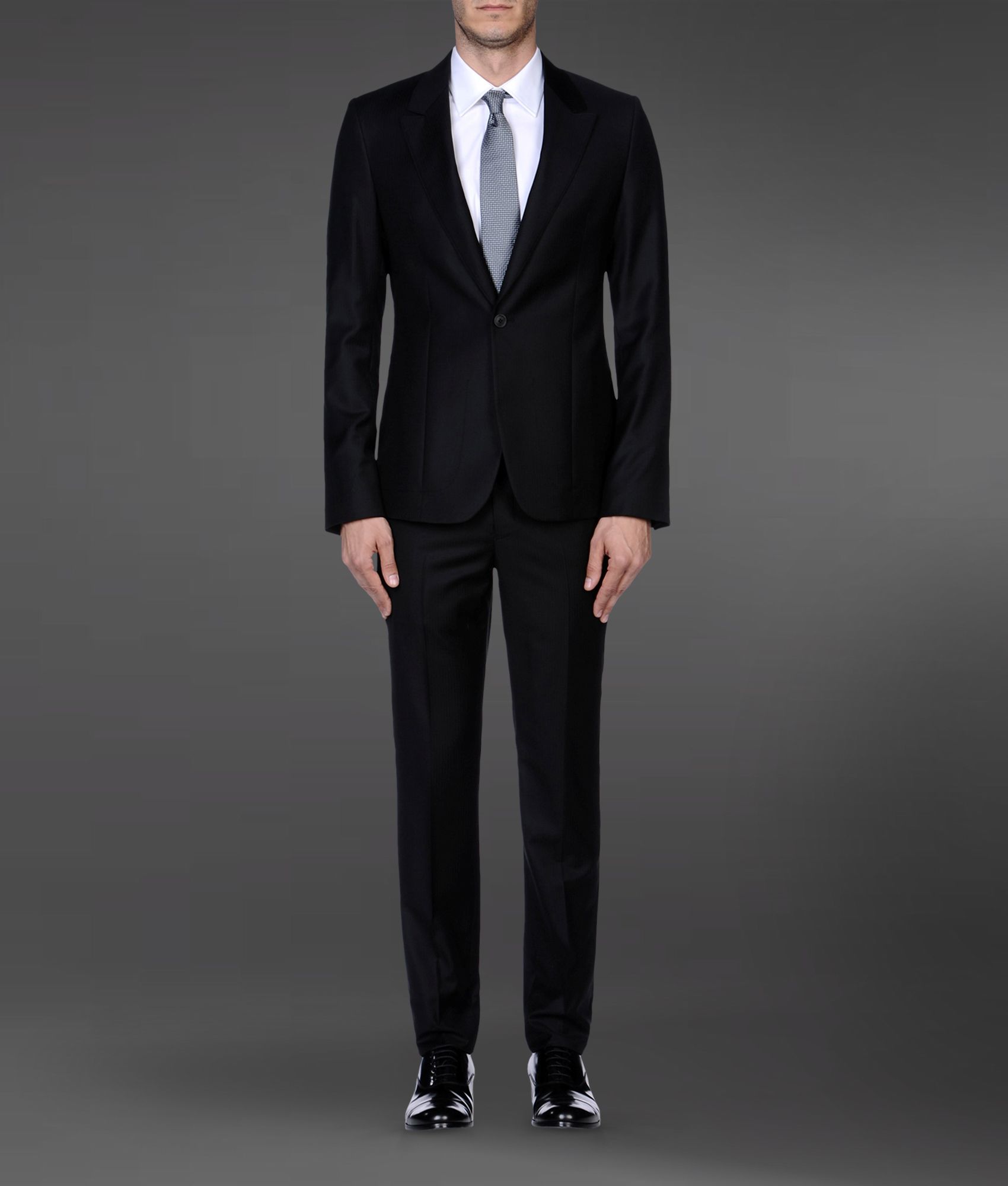 Emporio armani Supreme Pinstripe Suit in Virgin Wool in Black for Men ...