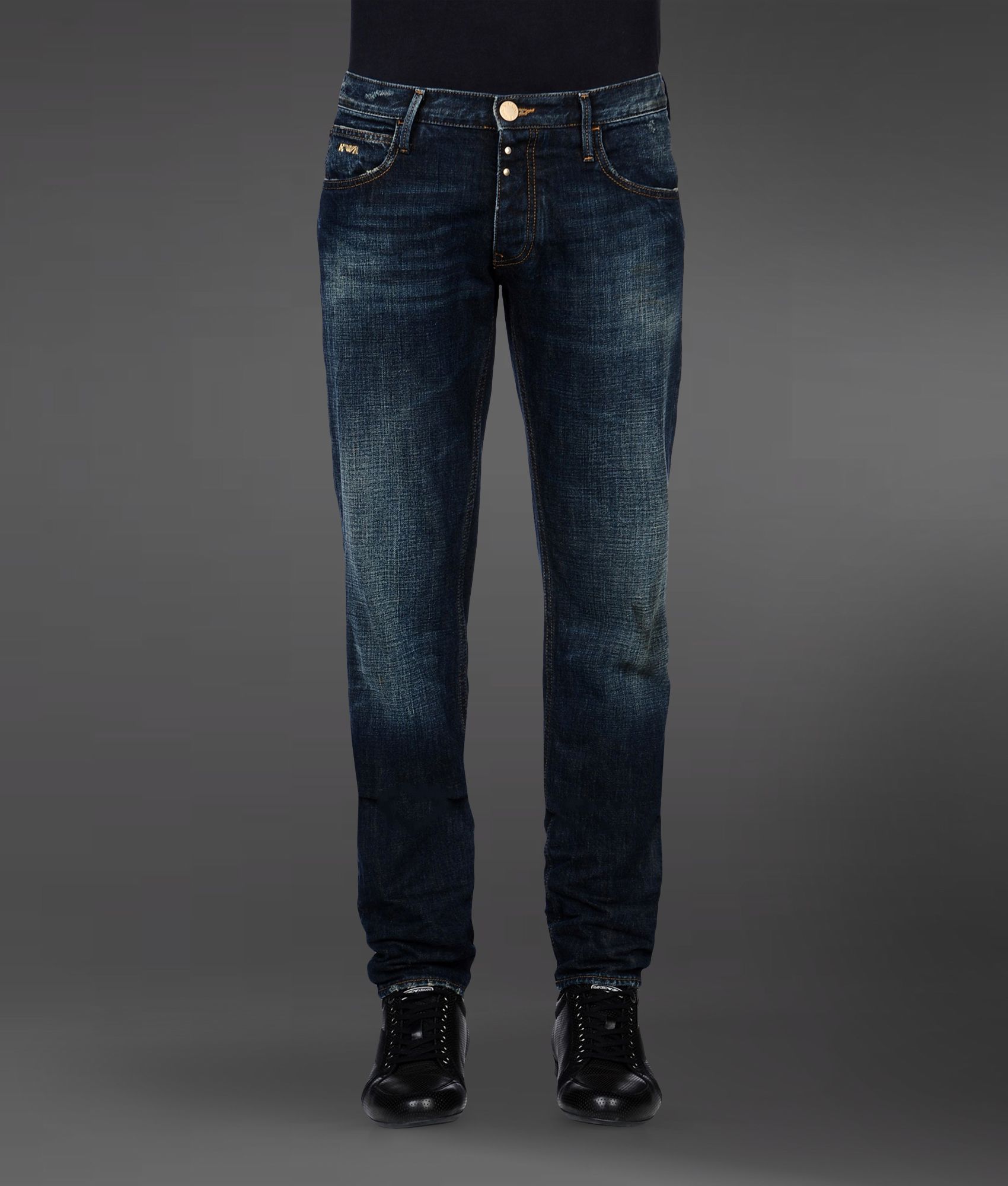 Lyst - Emporio armani Washed Skinny Jeans in Blue for Men