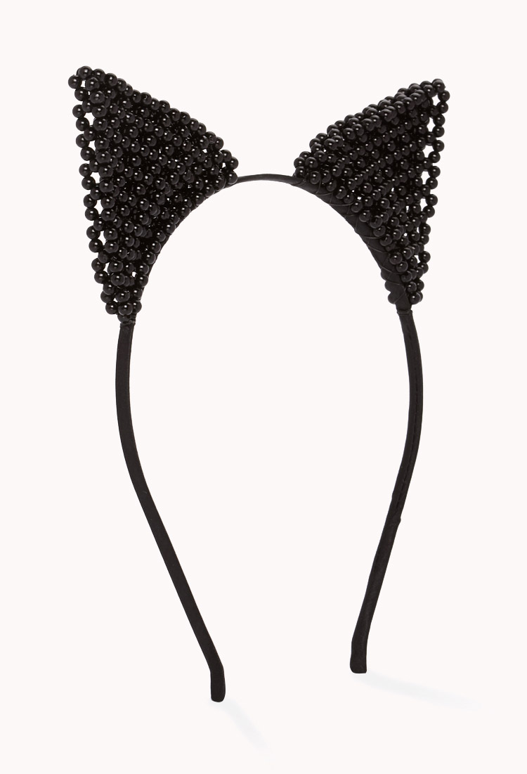 Lyst Forever 21 Beaded Cat Ear Headband in Black