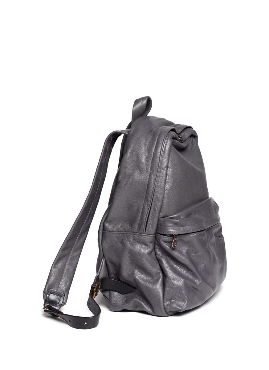 Lyst - Jas Mb Grey Leather Backpack in Gray for Men