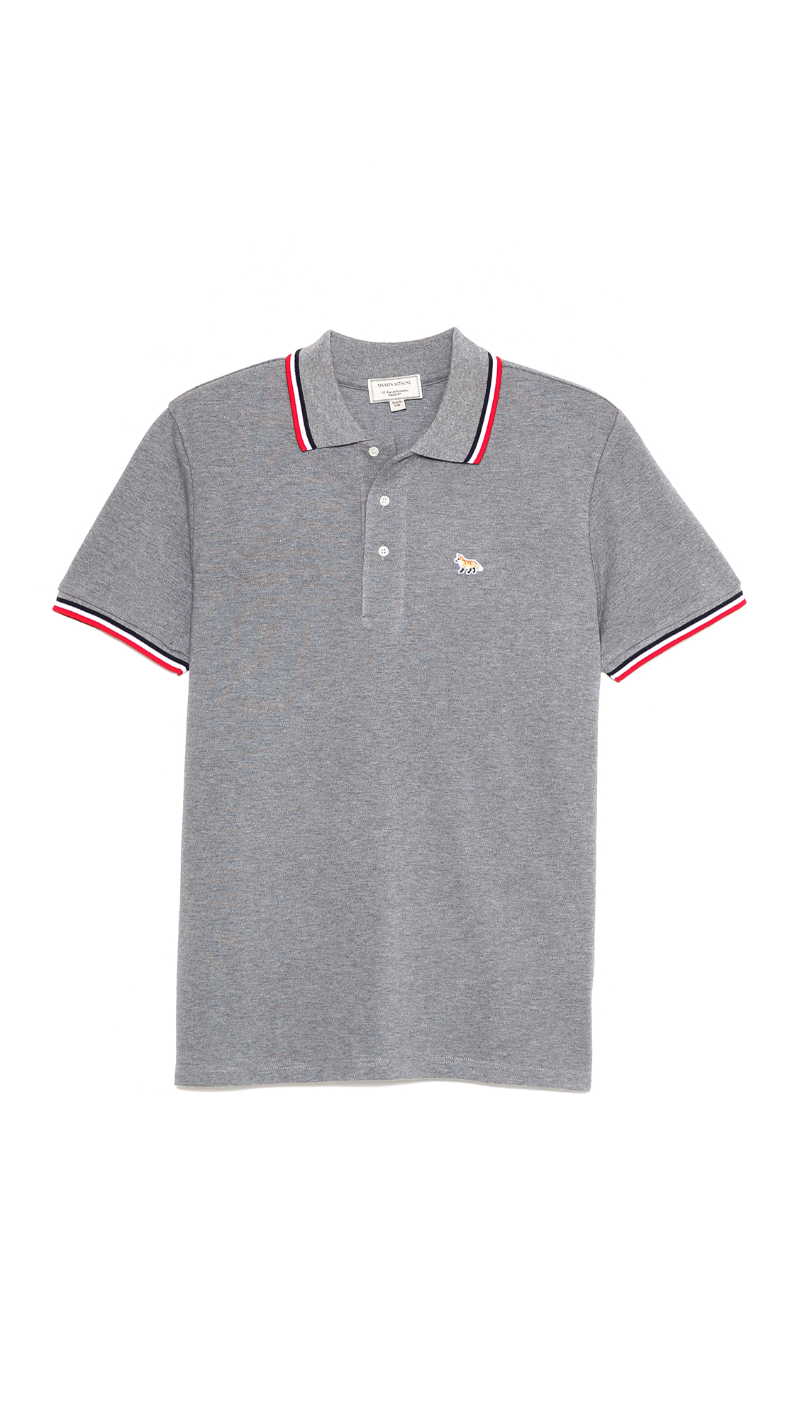 Lyst - Maison KitsunÃ© Short Sleeve Polo Shirt with Tricolor Collar in Gray for Men