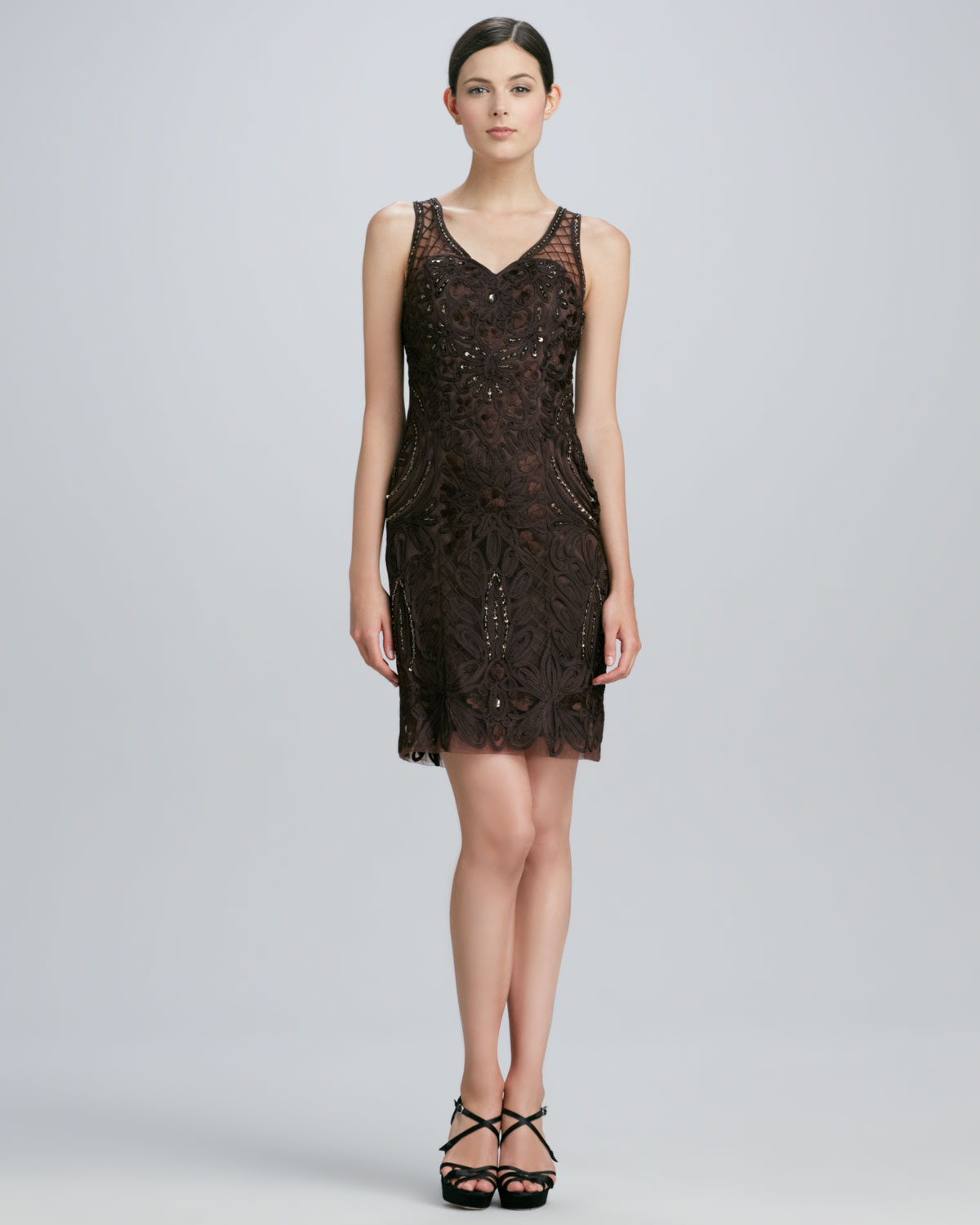 Lyst Sue Wong Sleeveless Embroidered Tail Dress In Black Gallery