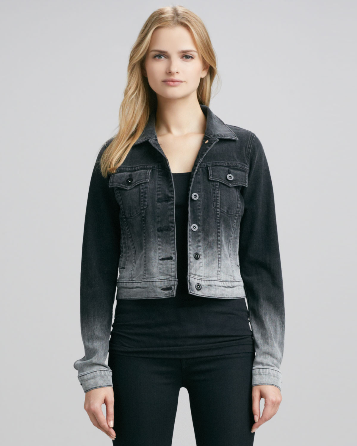 Lyst Vince Parker Ombre Denim Jacket in Black
