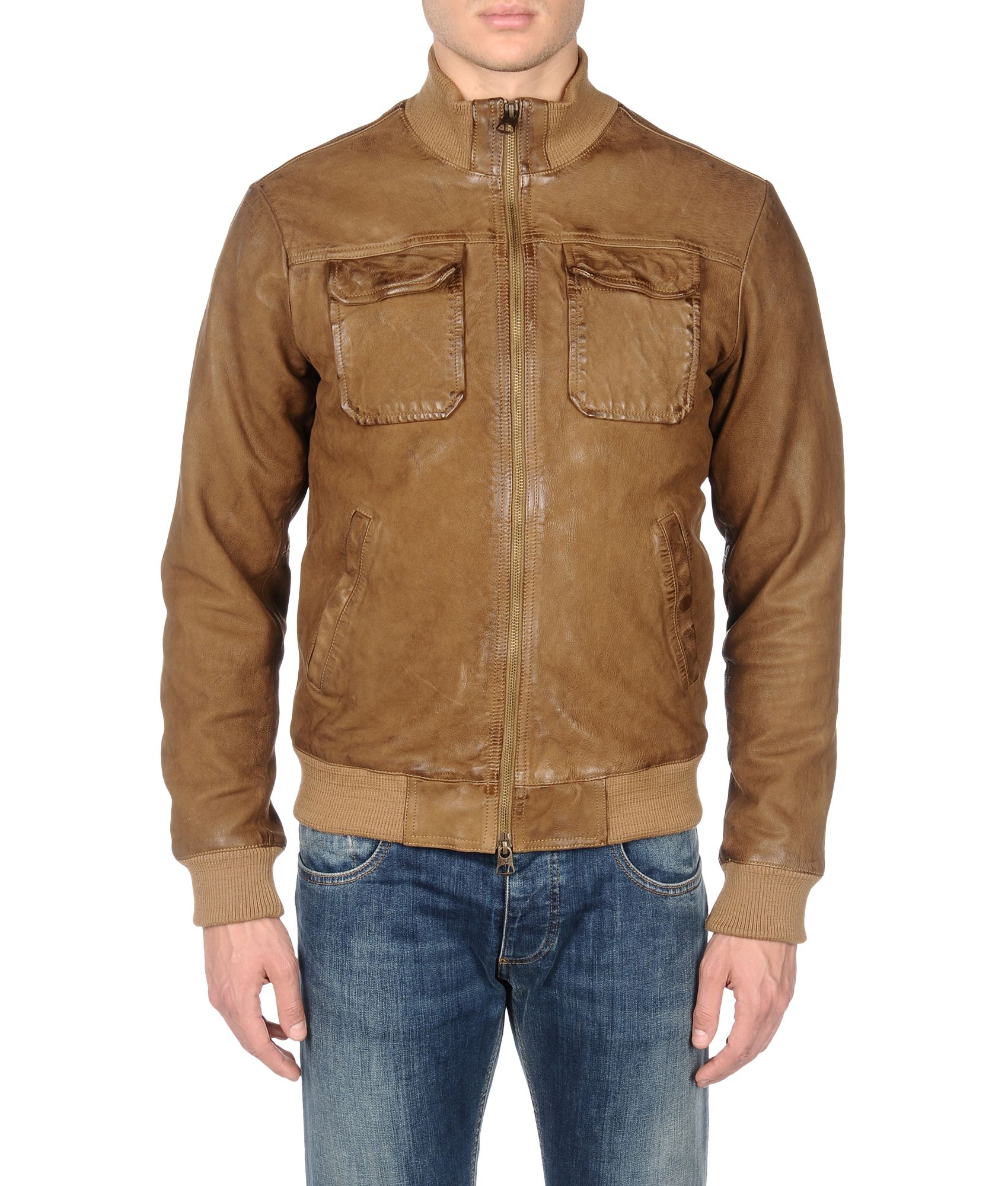 Armani Jeans Leather Jacket In Brown For Men Lyst Gallery