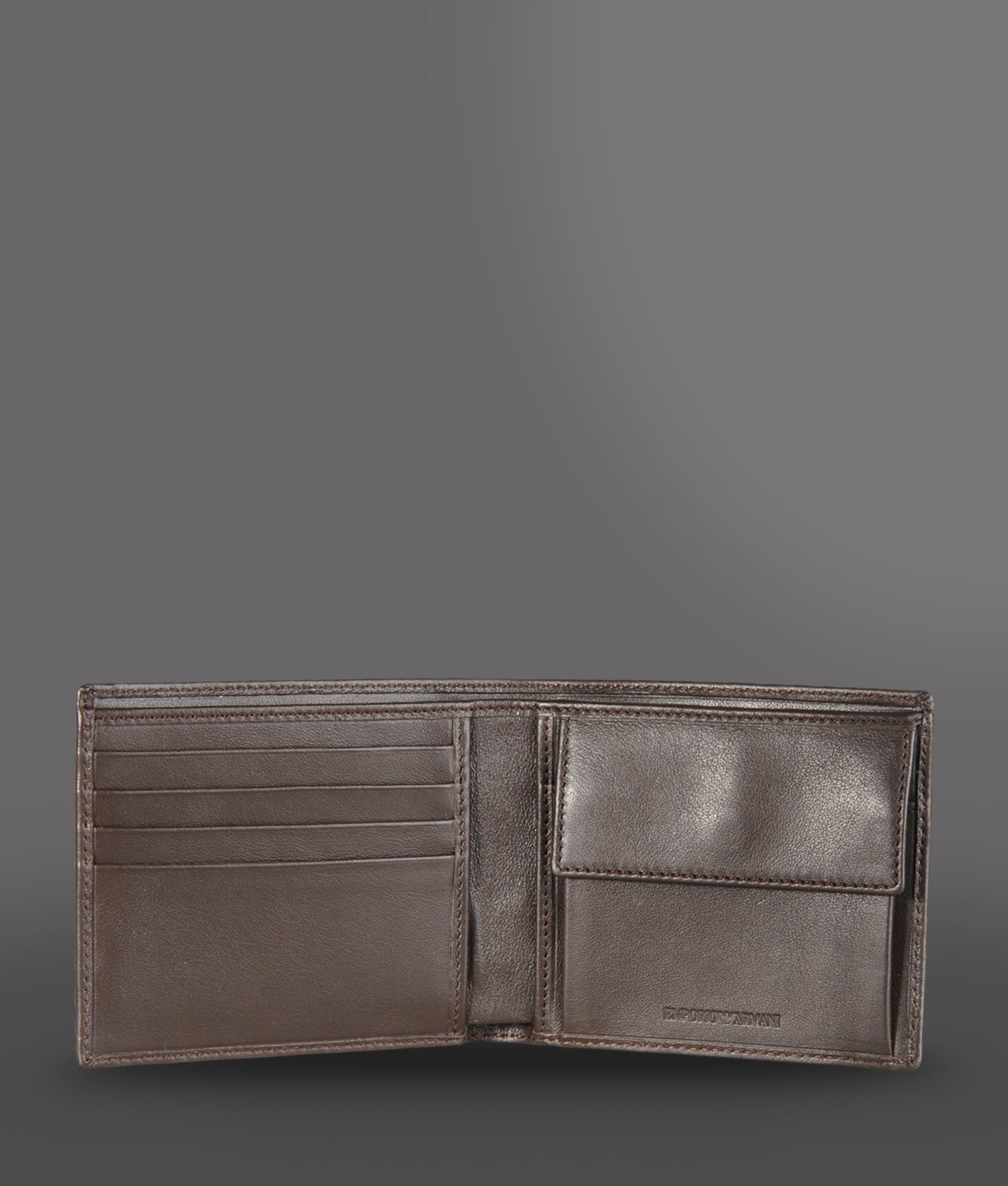 Lyst Emporio Armani Leather Wallet with Coin Purse in Brown for Men