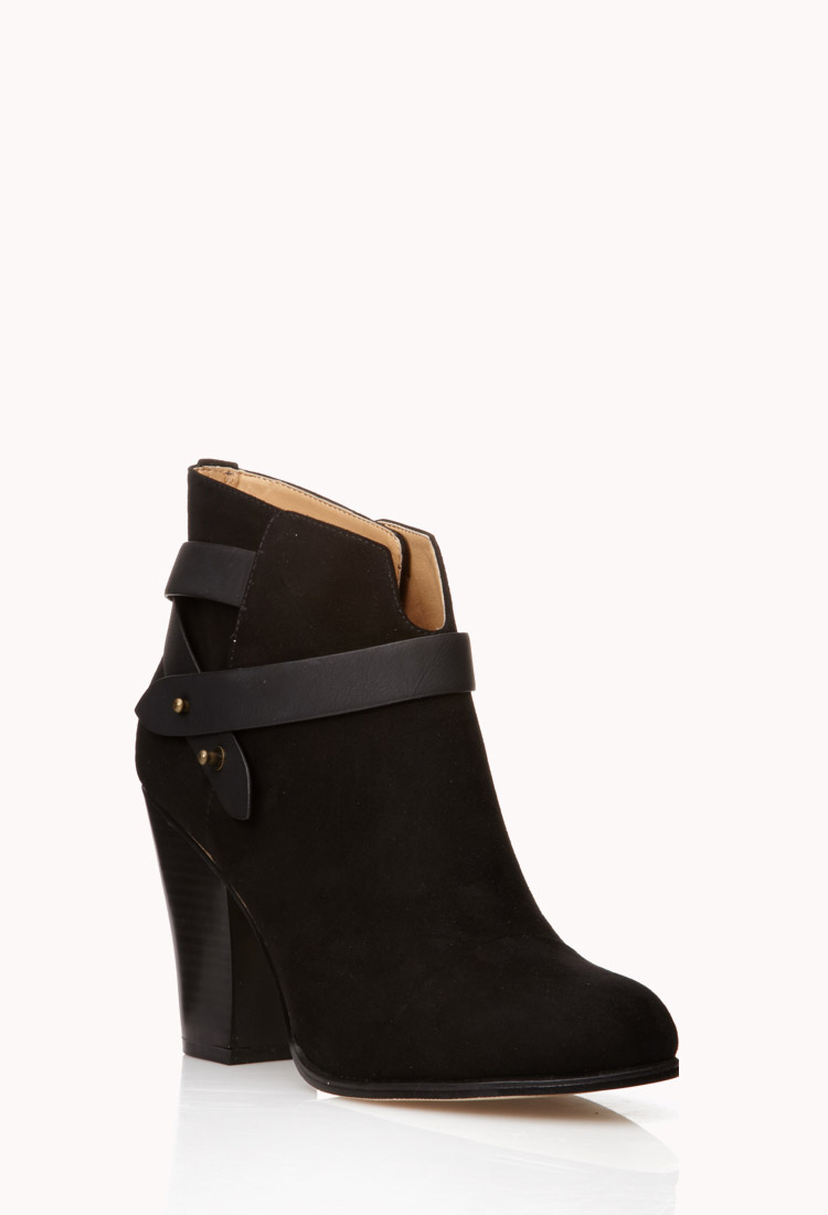 black faux suede booties