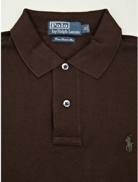 Polo Ralph Lauren Mens Slim Fit Polo Shirt in Brown for Men | Lyst