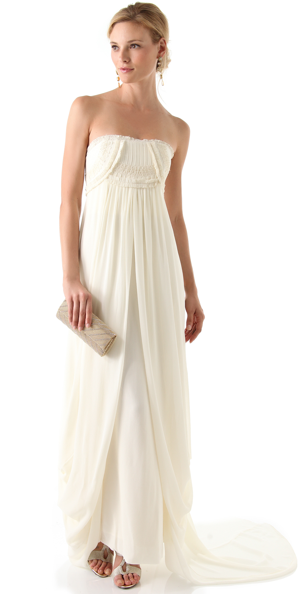 Lyst Temperley London Long Mirage Strapless Dress In Natural