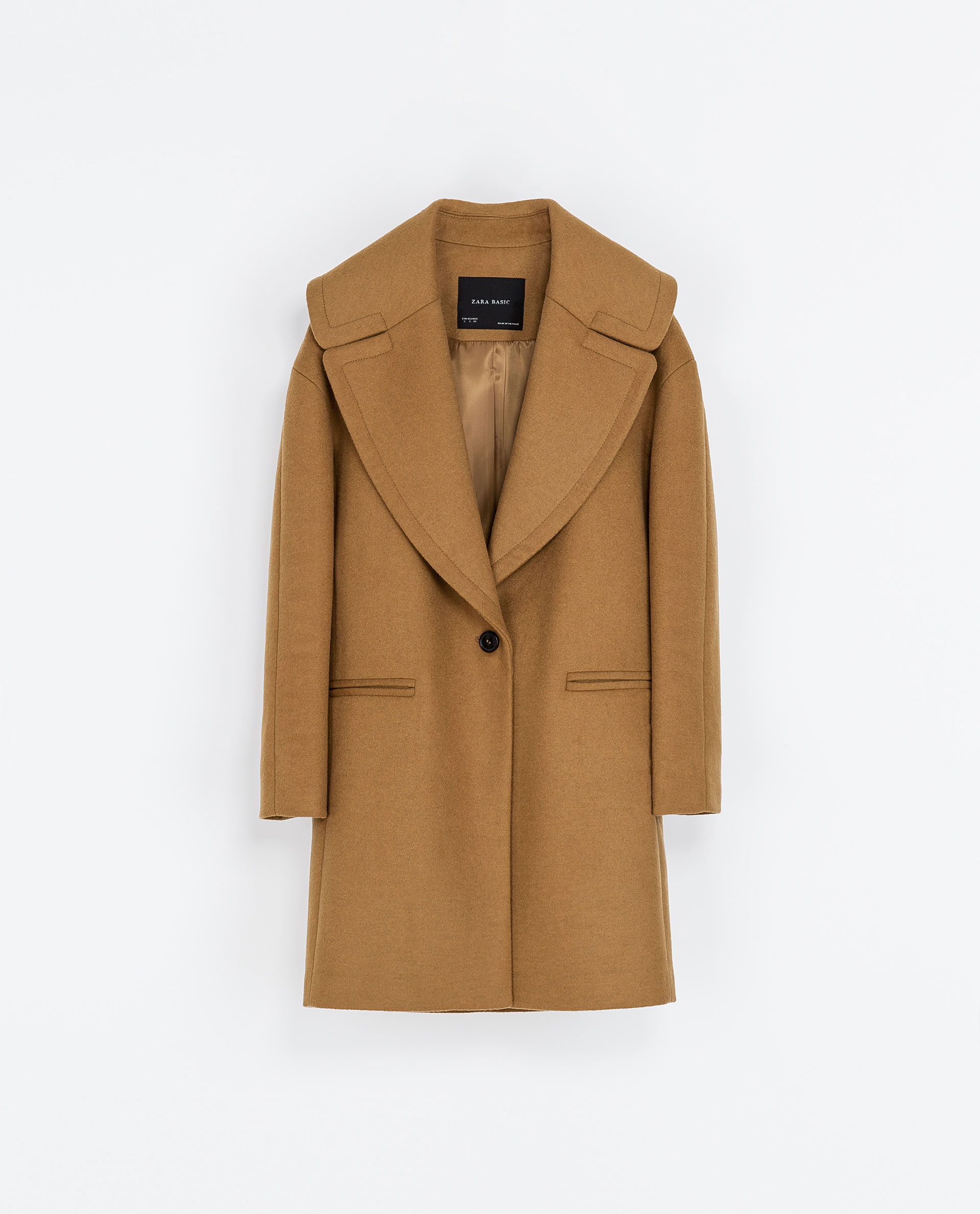 Zara Coat with Large Lapel in Natural Lyst