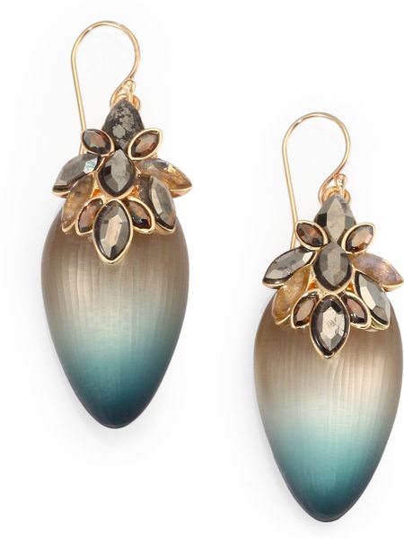 Alexis Bittar Lucite Crystal Drop Earrings in Green (TEAL GREEN) | Lyst