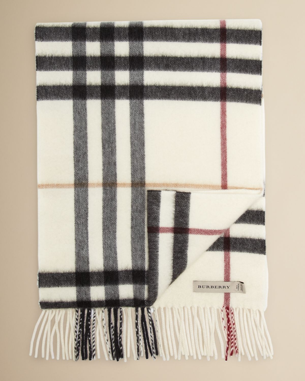 Burberry Giant Icon Check Cashmere Scarf in White for Men | Lyst