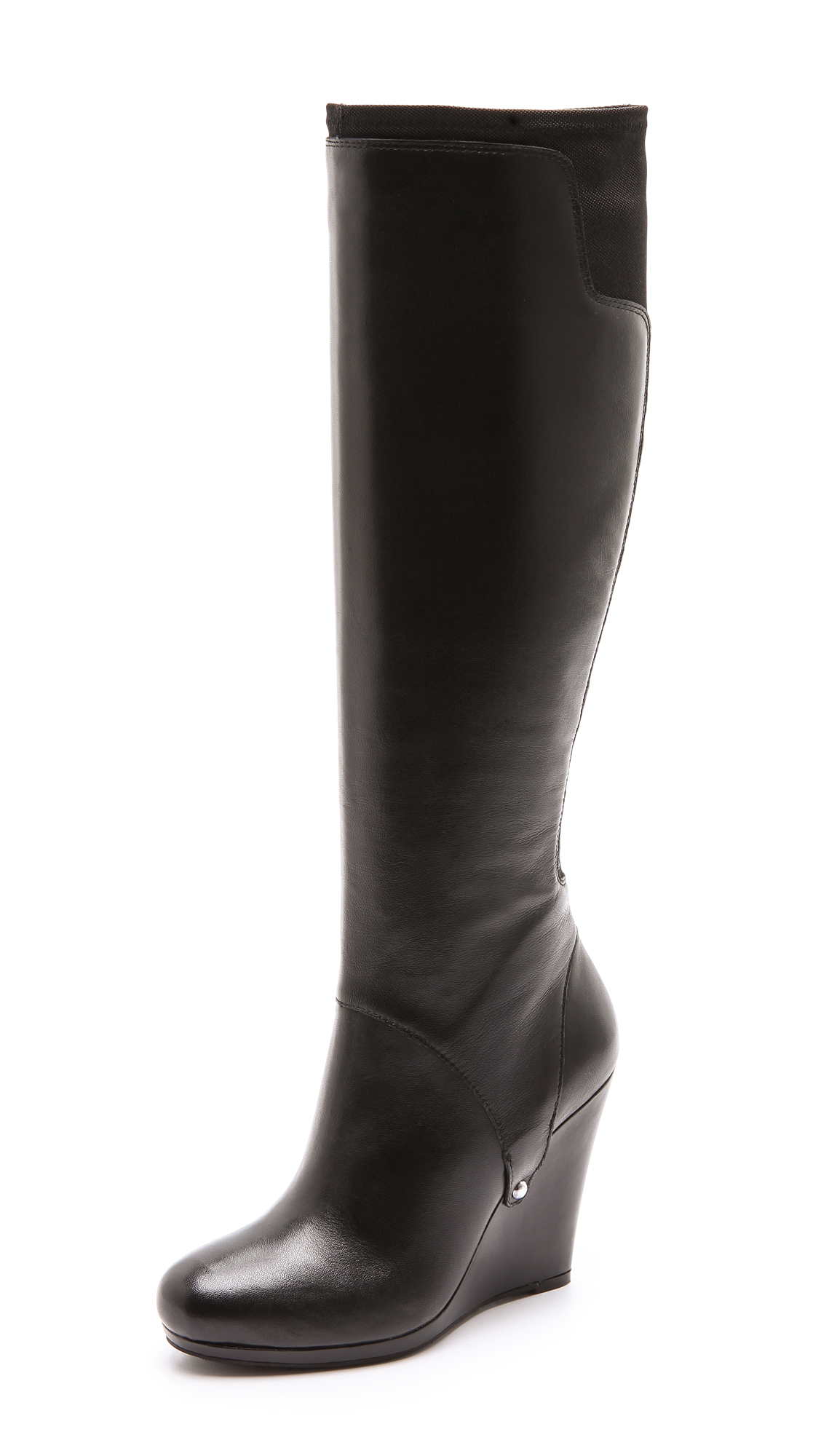 DKNY Nadia Stretch Back Wedge Boots in Black - Lyst