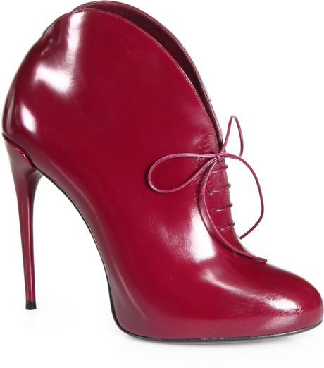 Gucci Leather Laceup Ankle Boots in Red (WINE) | Lyst