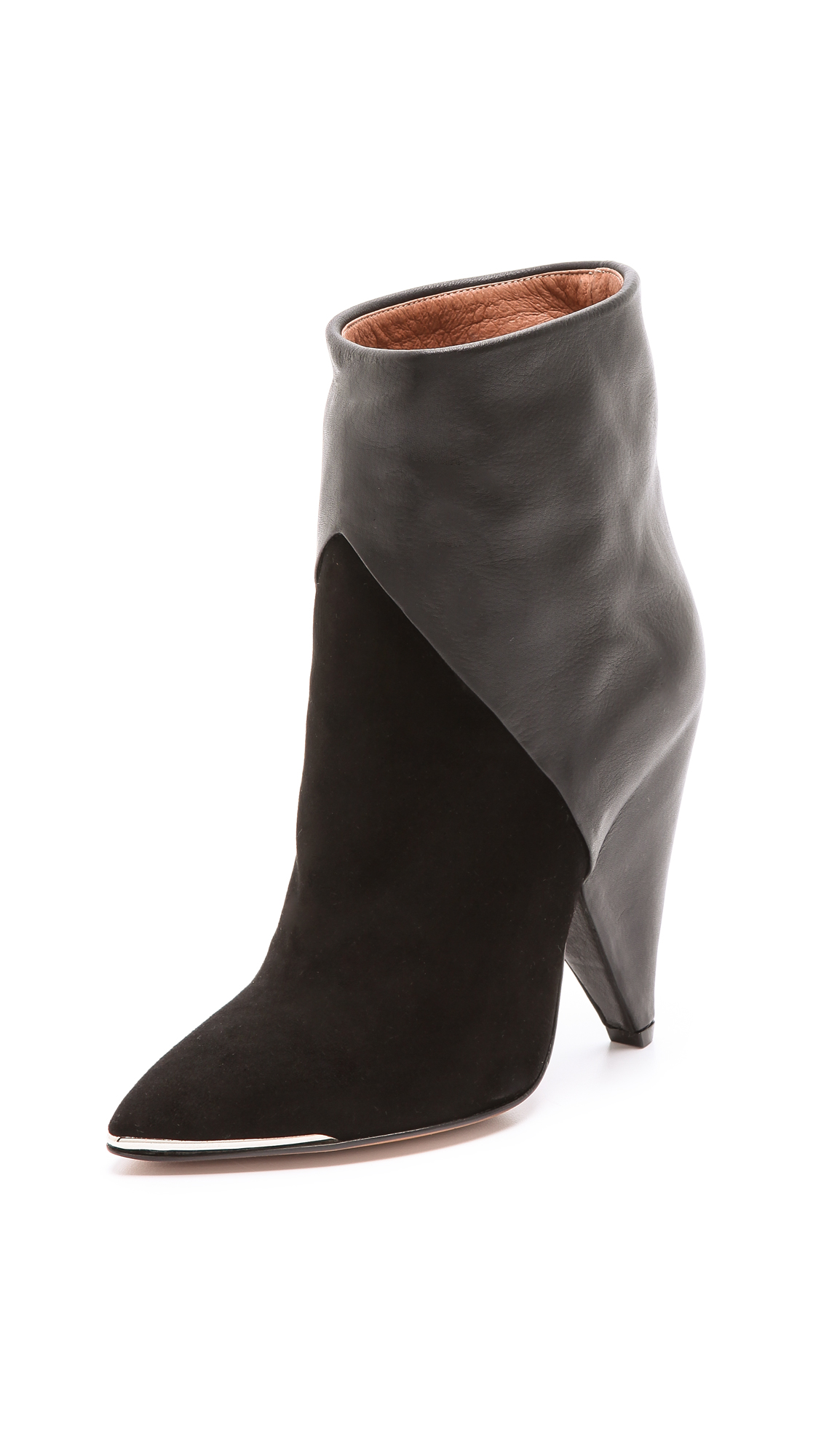 cone heel leather boots