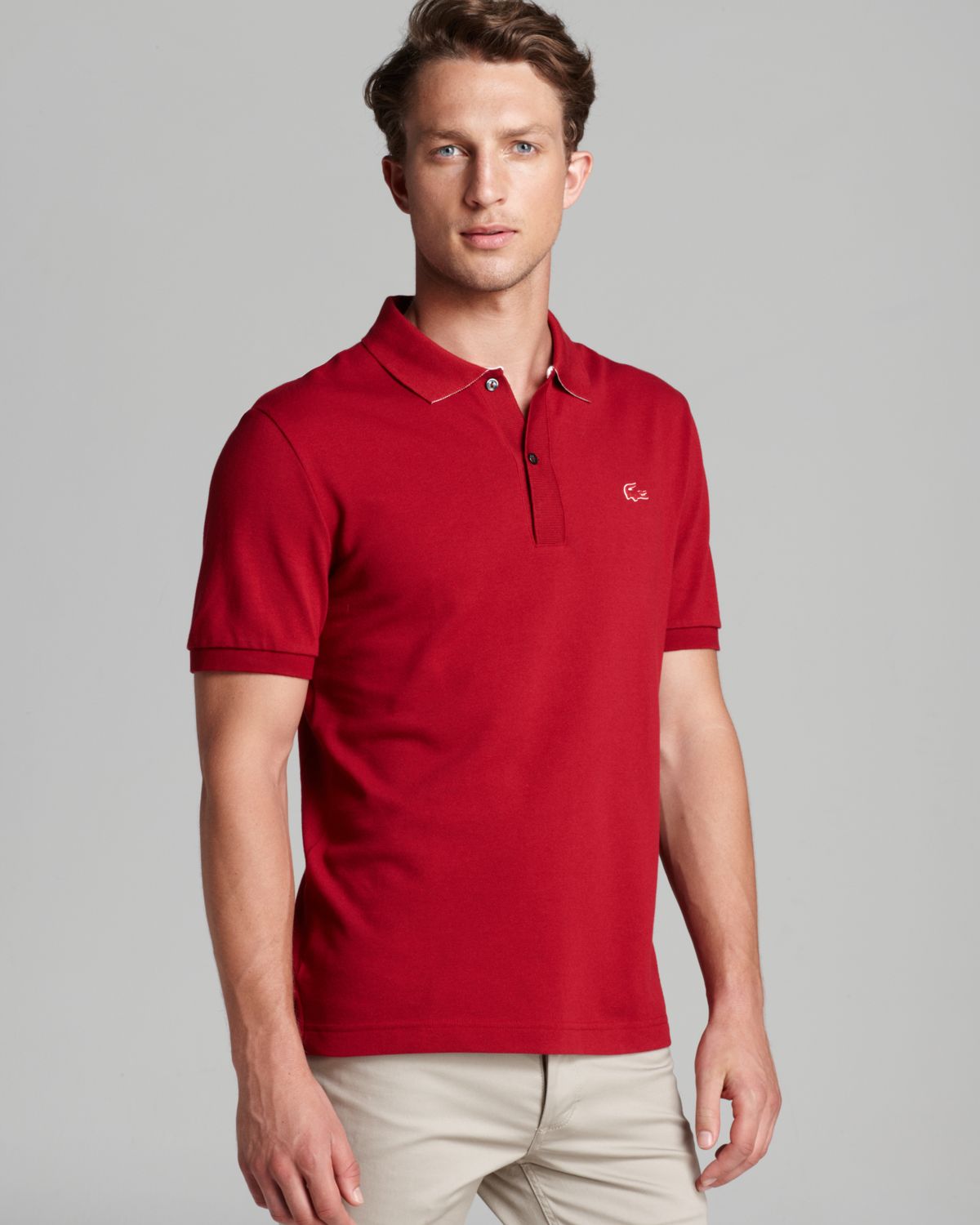 Lacoste Rubber Croc Polo in Red for Men (Autumnal Red/White) | Lyst