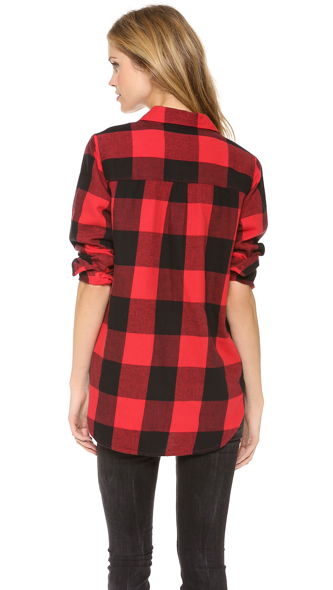 Lyst - Madewell Buffalo Check Ex Bf Shirt in Black