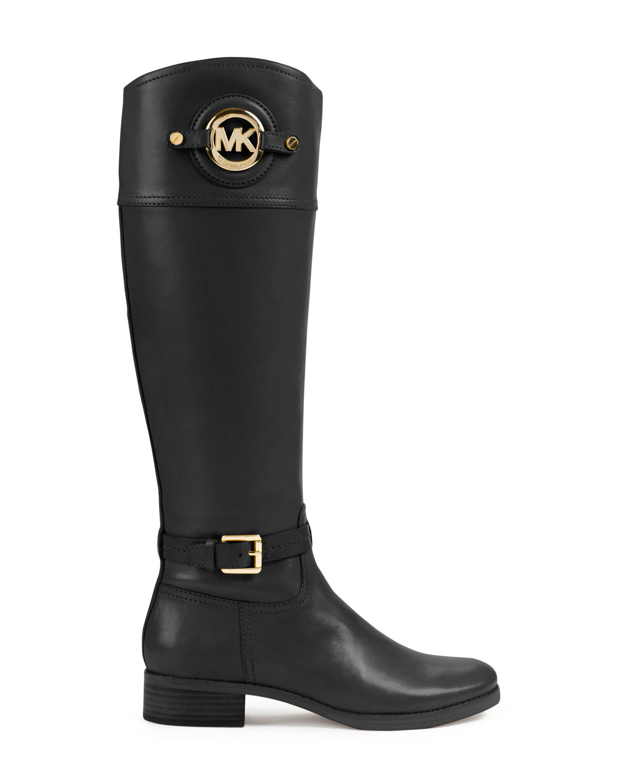 Lyst - Michael Kors Michael Stockard Twotone Leather Riding Boot in Black