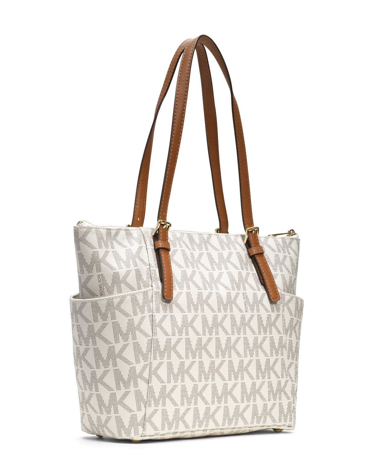 Lyst Michael Kors Jet Set Logo Top Zip Tote In White Gallery