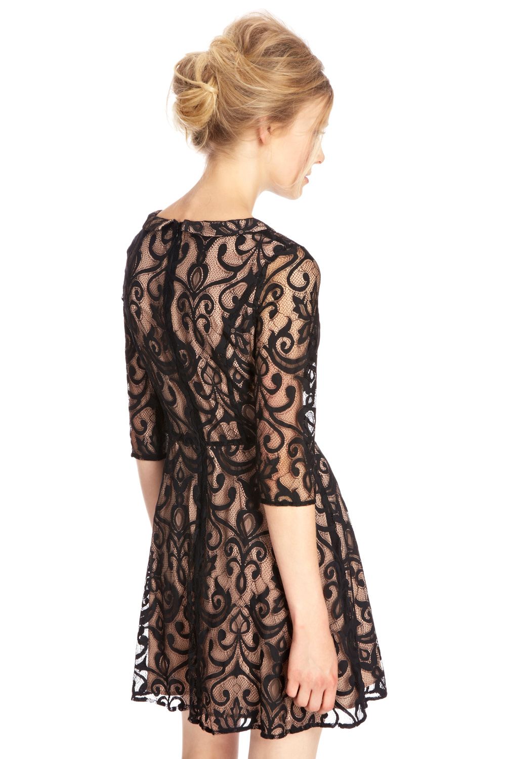 Oasis Lace Skater Dress in Black | Lyst