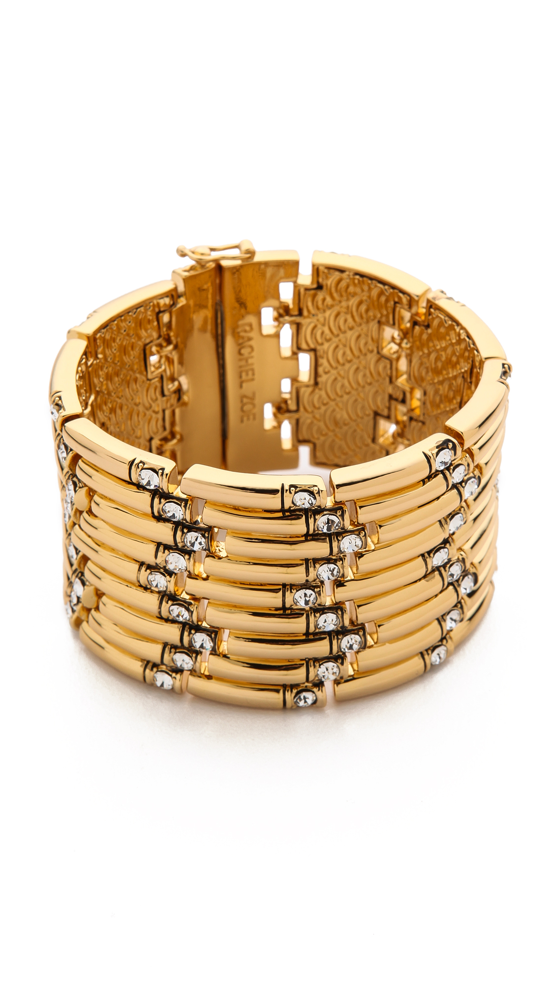 Rachel Zoe Crystal Deco Wide Bracelet in Gold (Gold/Crystal) | Lyst