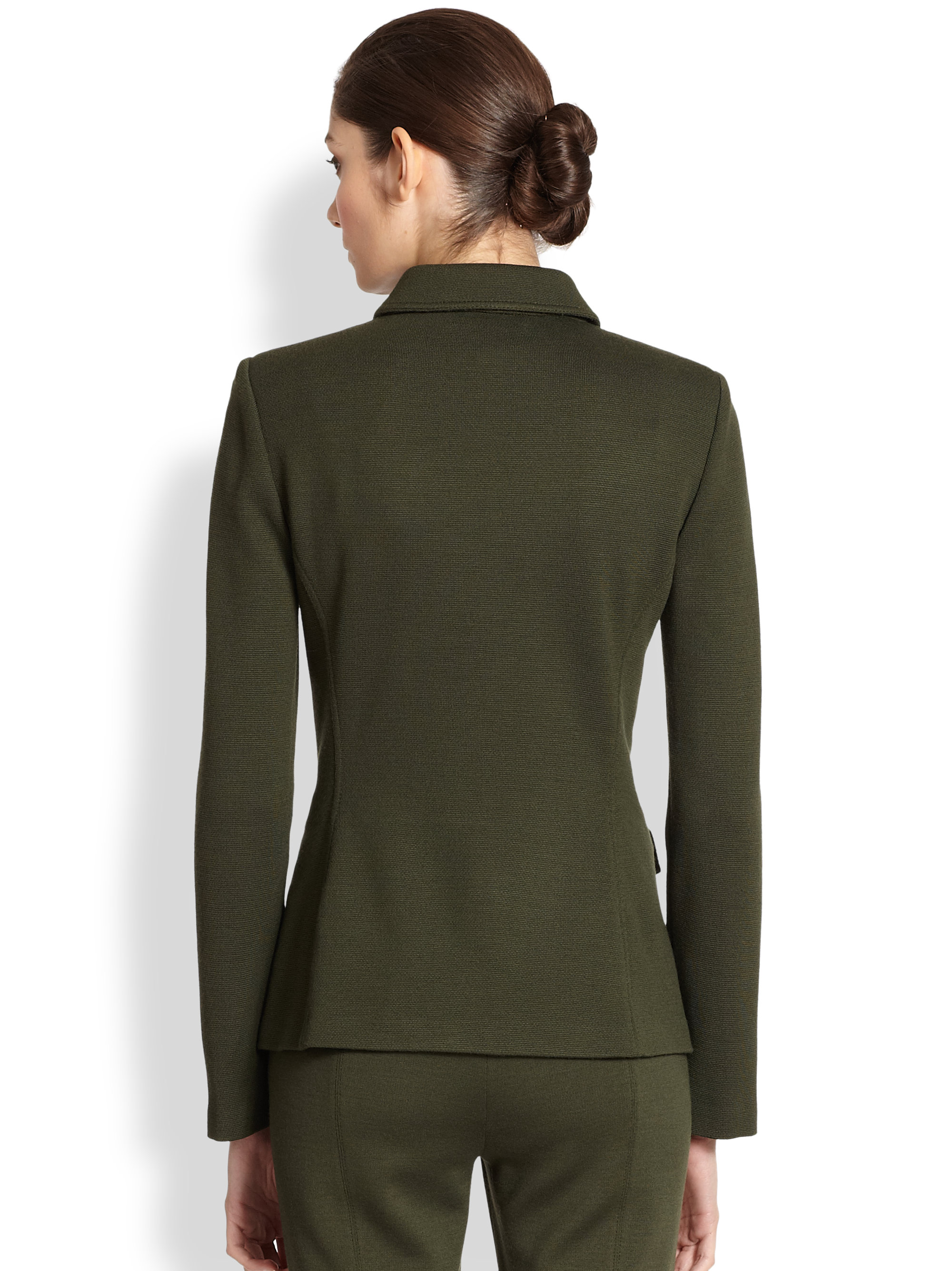 Lyst St. John Knit Military Jacket in Green