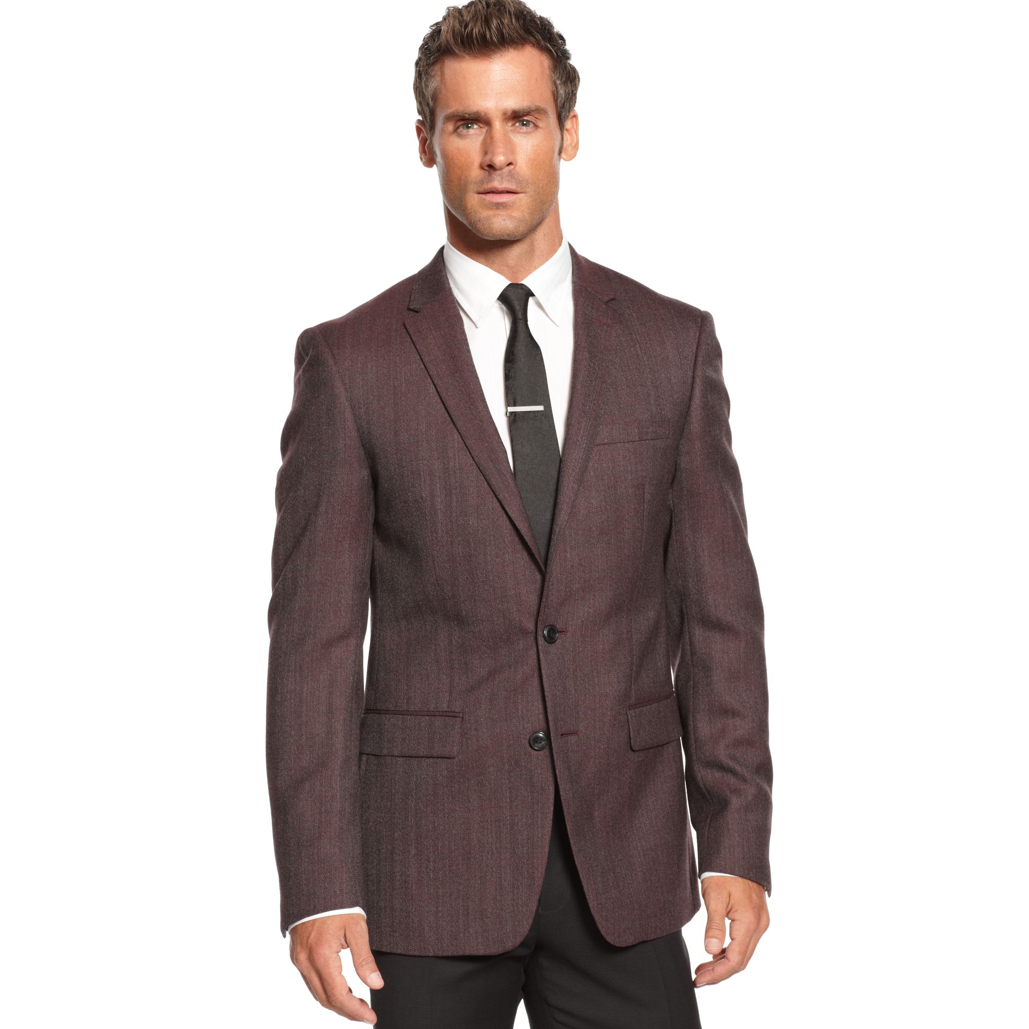 Dkny Wool Herringbone Slim Fit Sportcoat in Purple for Men | Lyst