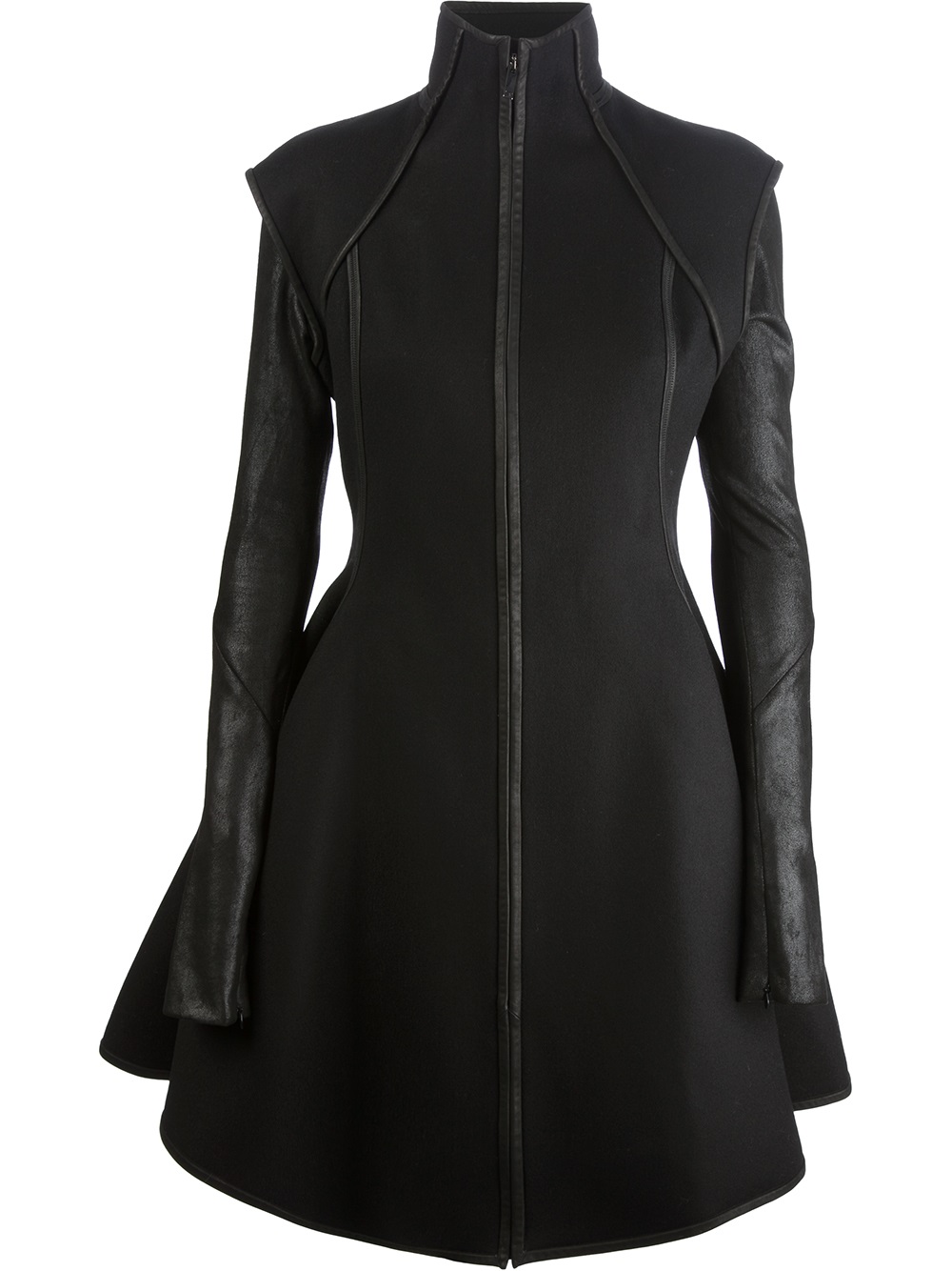 Lyst - Gareth Pugh Leather Trim Dress in Black