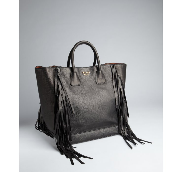 prada black leather large handbag  
