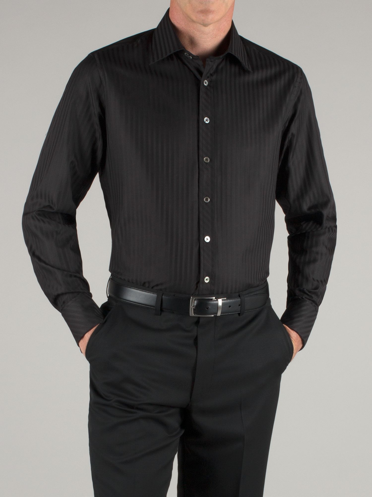 Alexandre Savile Row Black Self Stripe Shirt in Black for Men | Lyst
