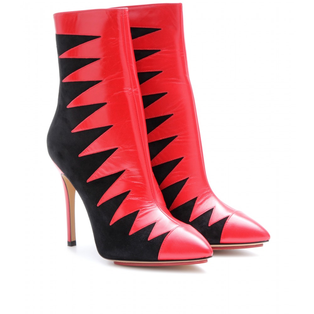 Lyst Charlotte Olympia Hazel Leather And Suede Ankle Boots in Red