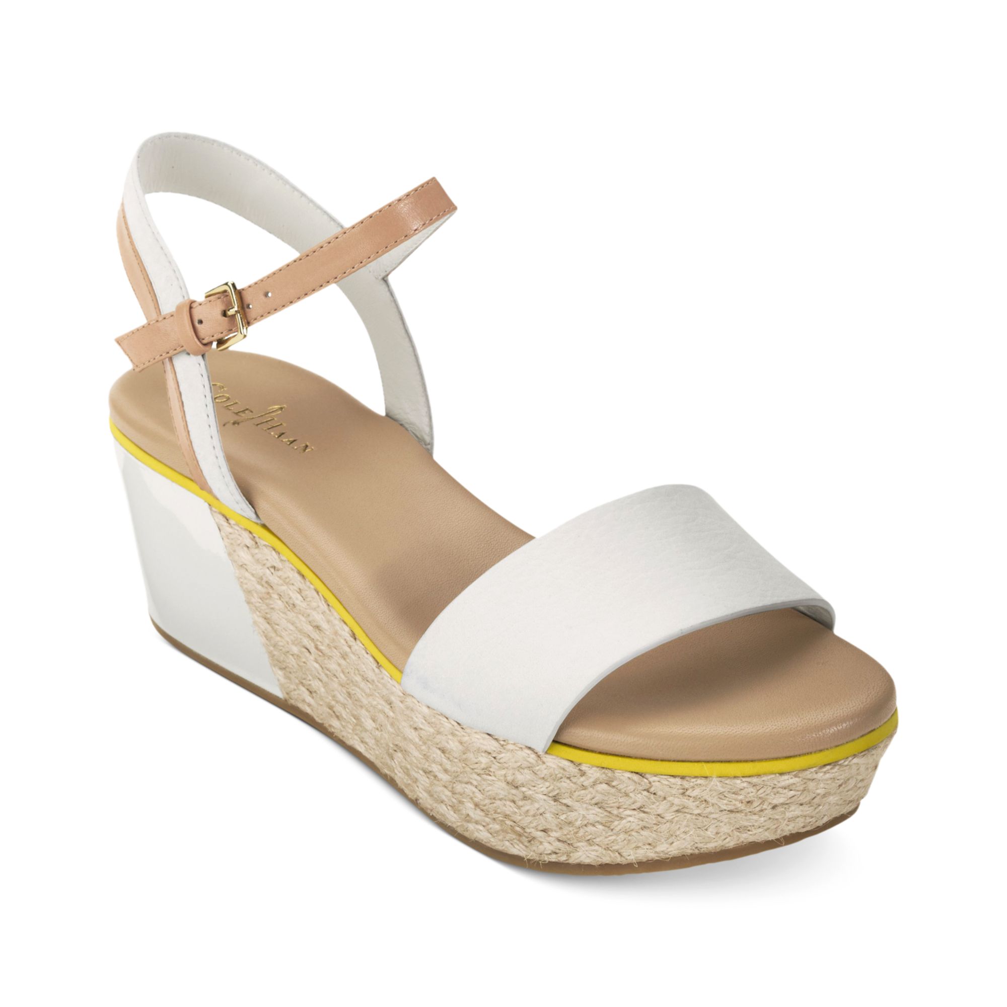 Cole Haan Arden Platform Wedge Sandals in White (ivory nubuck) | Lyst