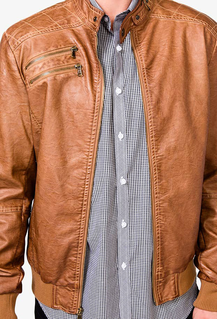 Lyst Forever 21 Quilted Faux Leather Jacket in Natural for Men