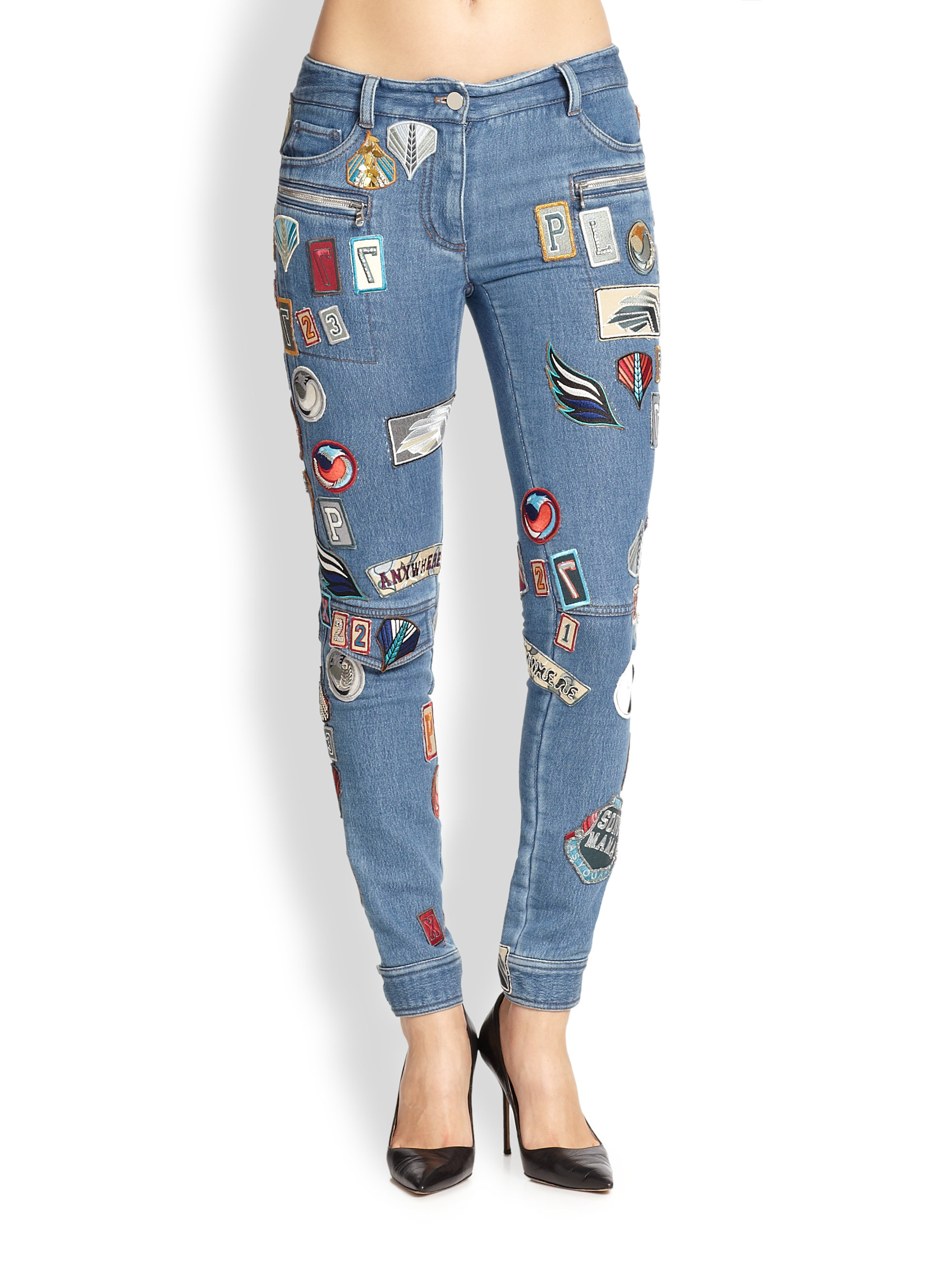 Lyst - 3.1 Phillip Lim Patched Skinny Jeans in Blue