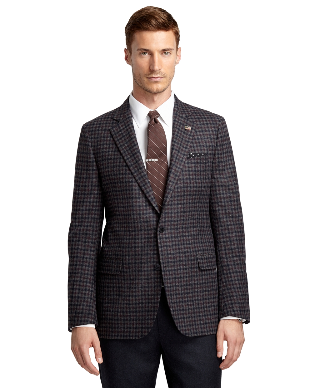 Brooks Brothers Fitzgerald Fit Burgundy Check Saxxon Sport Coat in Gray ...