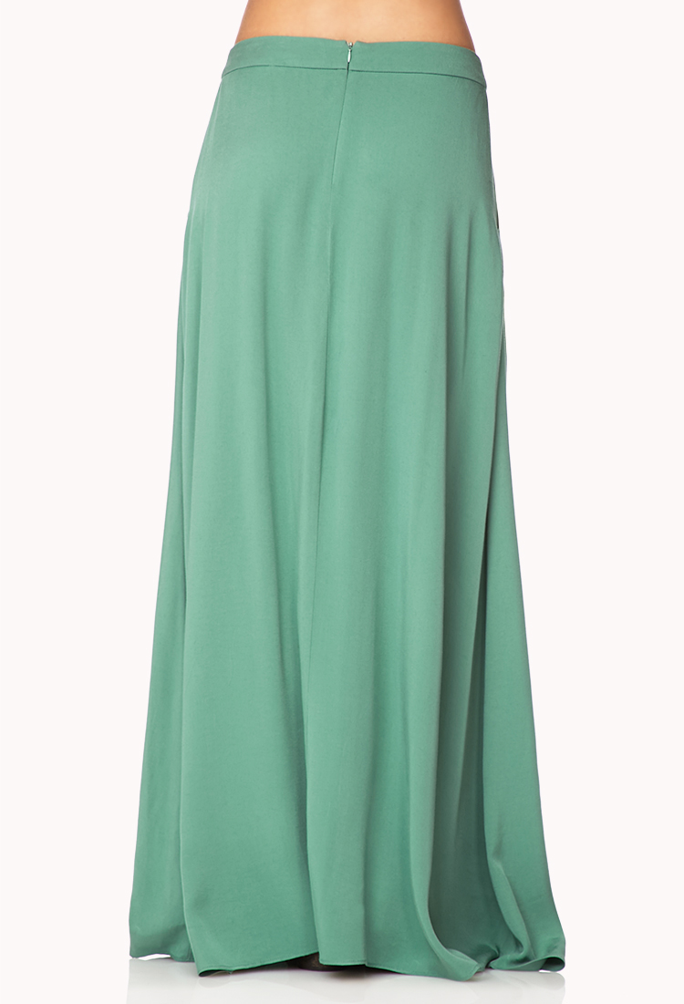 Lyst - Forever 21 Pleated Maxi Skirt in Green