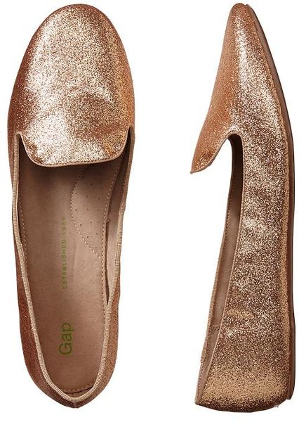 Gap Glitter Loafers in Gold | Lyst