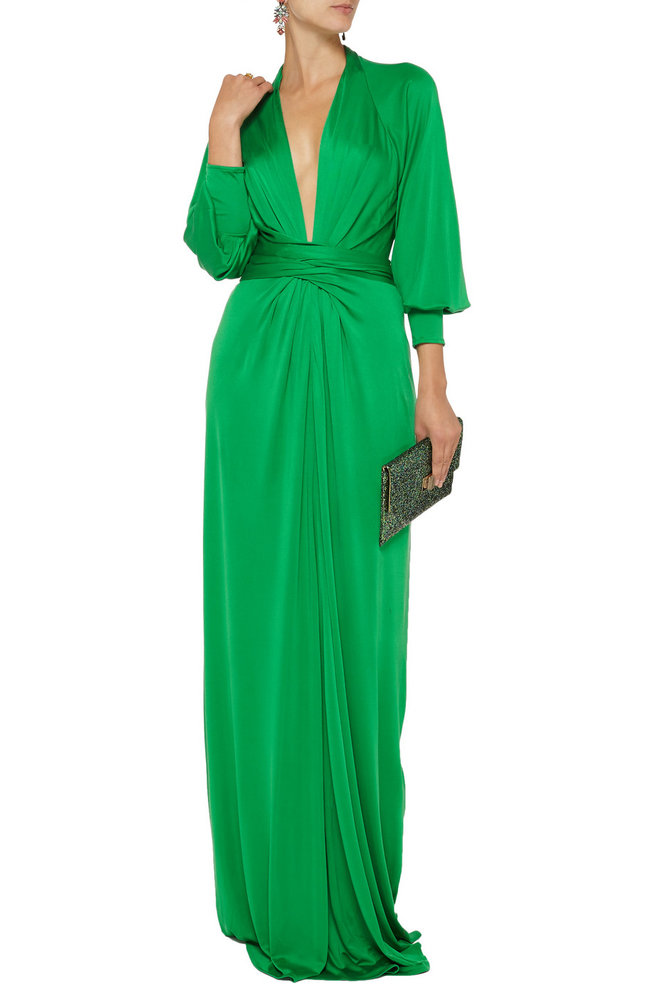 Issa Silk-jersey Maxi Dress in Green - Lyst
