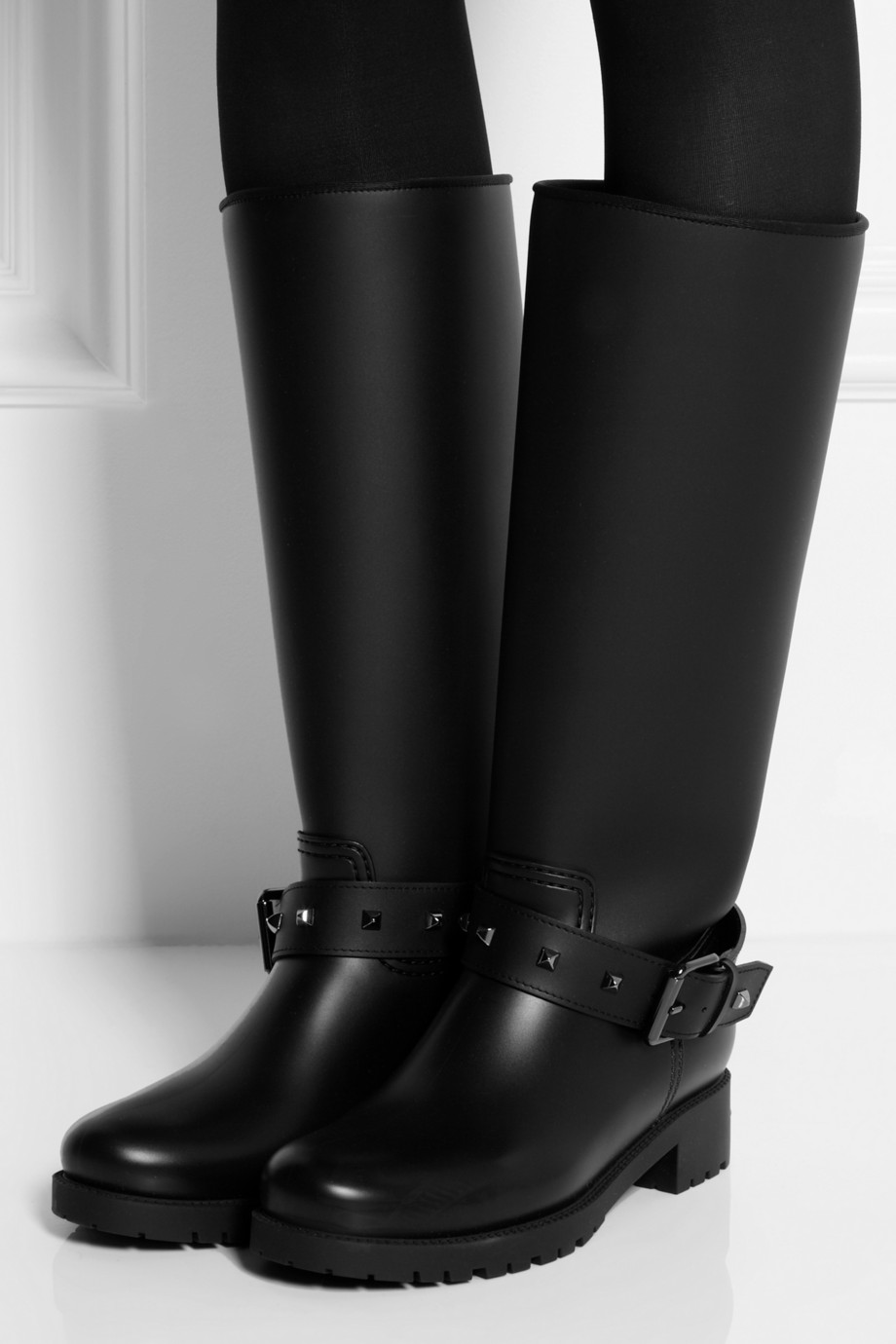 Lyst - Karl Lagerfeld Studded Rubber Wellington Boots in Black
