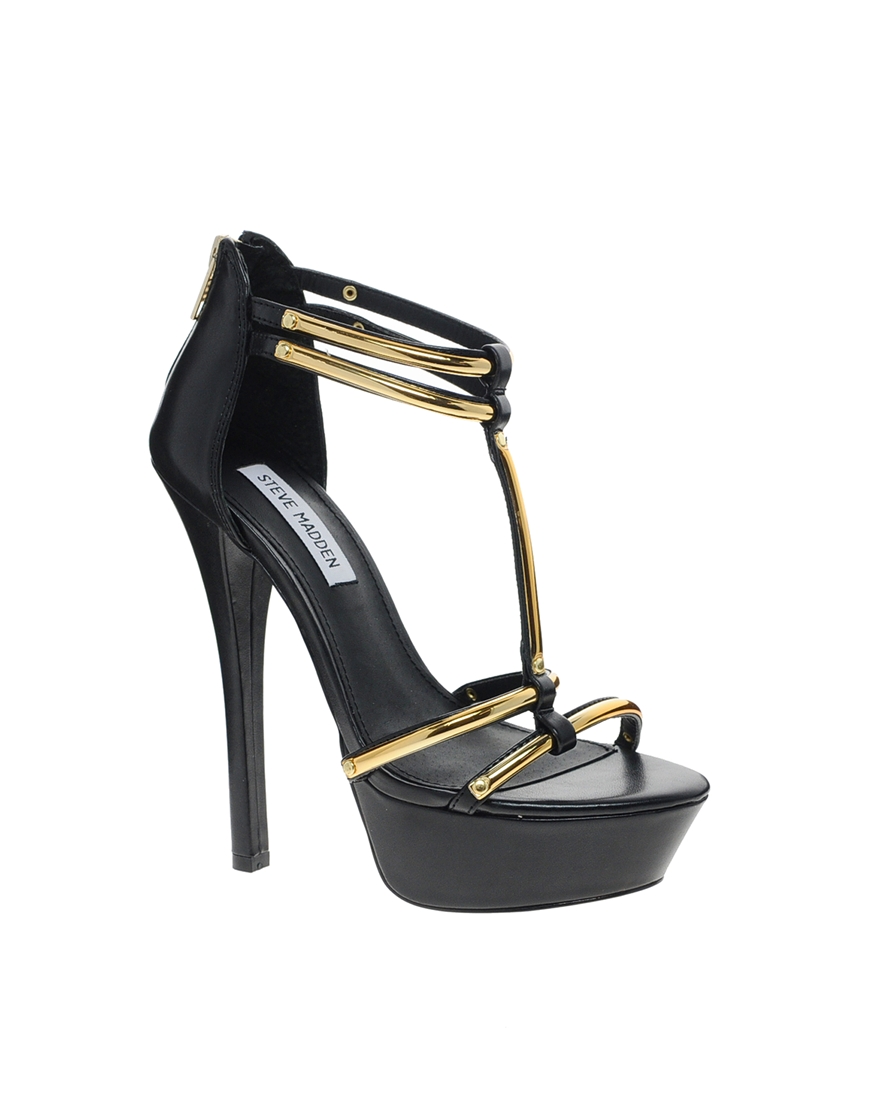 Lyst - Steve Madden Bridget Platform Plated Sandals in Black