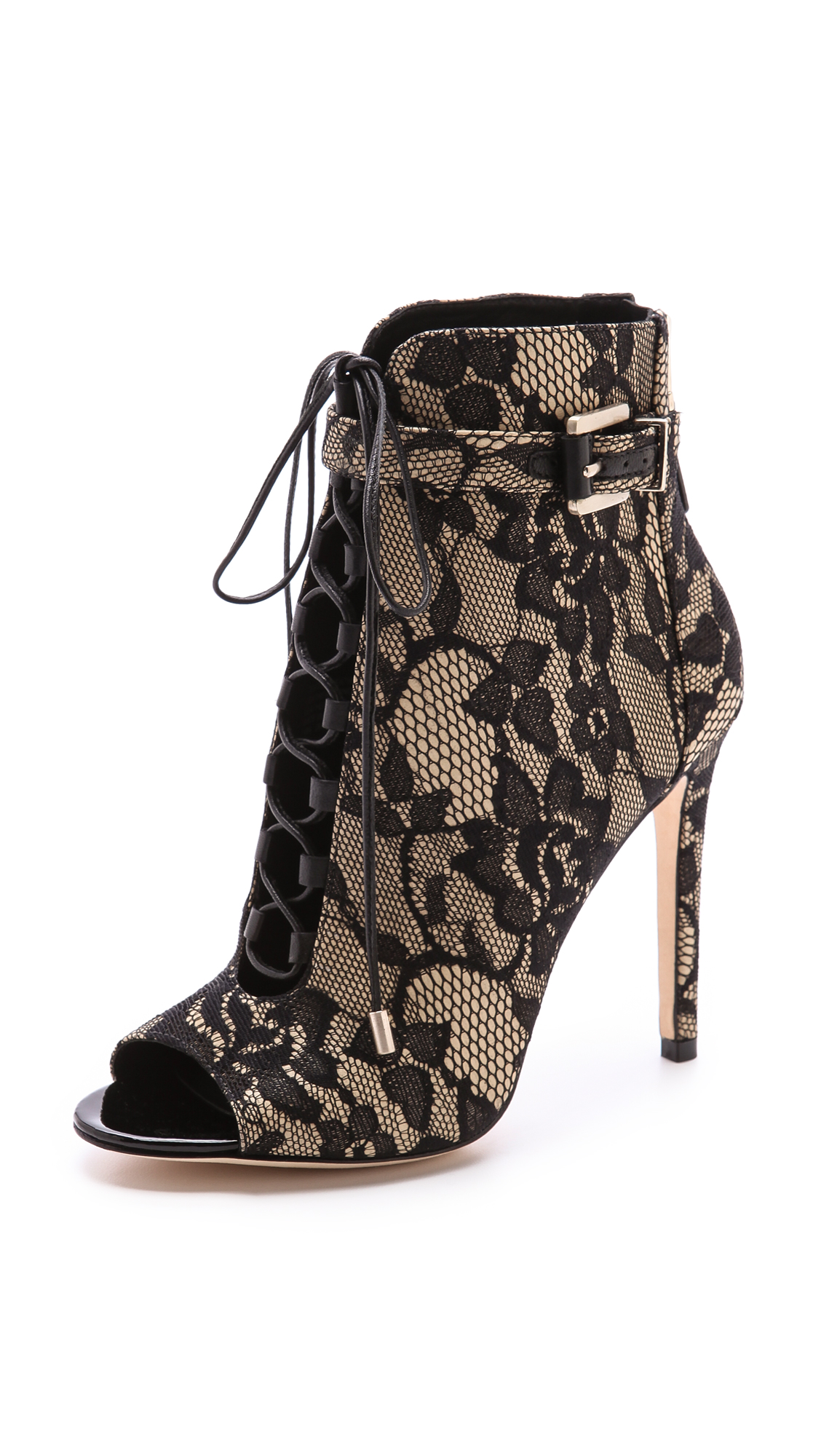 lace high heel booties