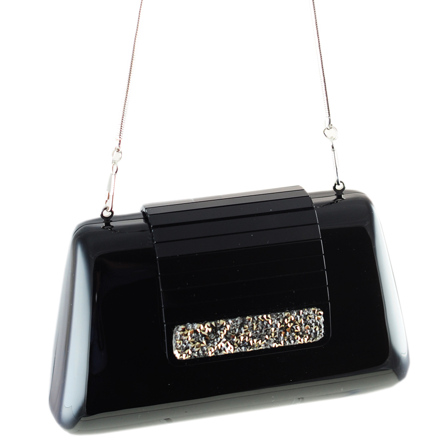 Lyst Black.Co.Uk Luna Black Swarovski Crystal Embellished Clutch Bag