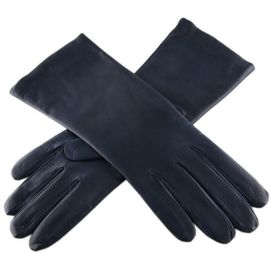 Black.co.uk Midnight Navy Blue Leather Gloves With Cashmere Lining in ...