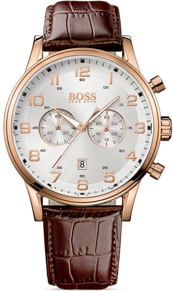 Hugo Boss Aviator Ionic Rose Gold Plated Watch 44mm in Brown for Men ...