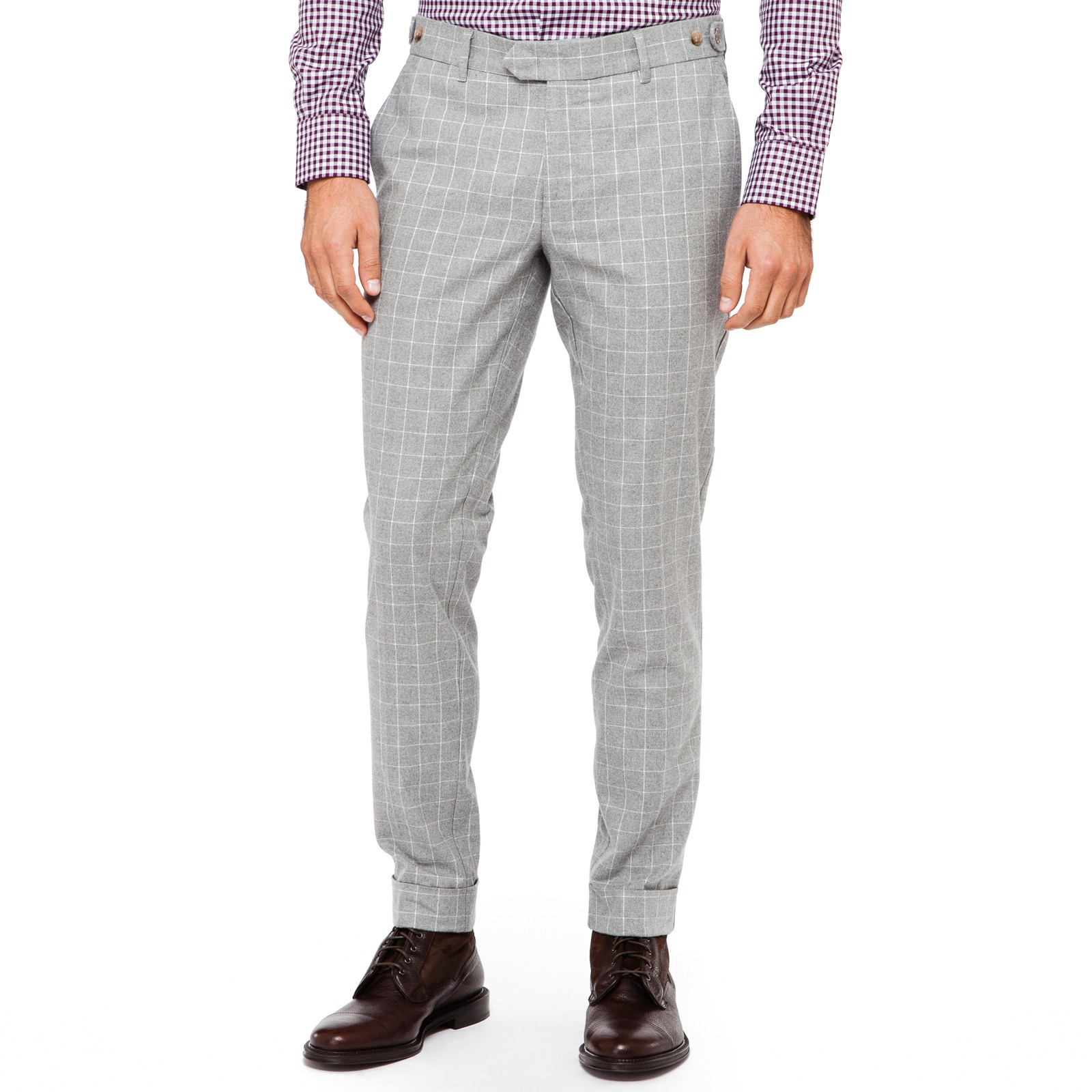 J.lindeberg Grant Flannel Windowpane Trousers in Gray for Men (Grey) | Lyst