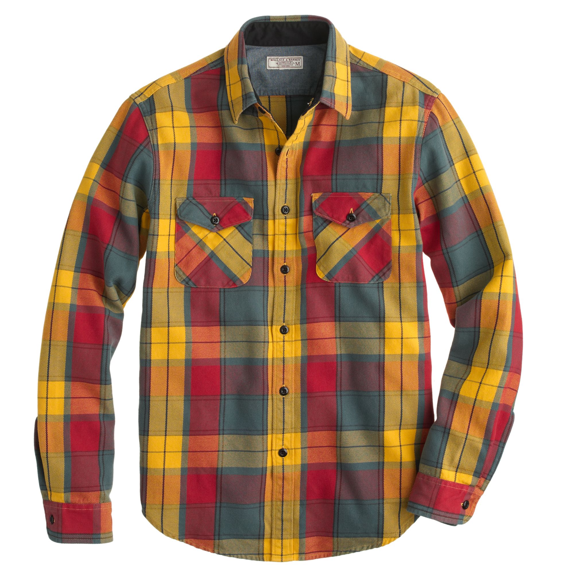Men's Wallace & Barnes X J.Crew Heavyweight Flannel Plaid Shirt – M L XL – Long Sleeve Button-Up – 100% Cotton