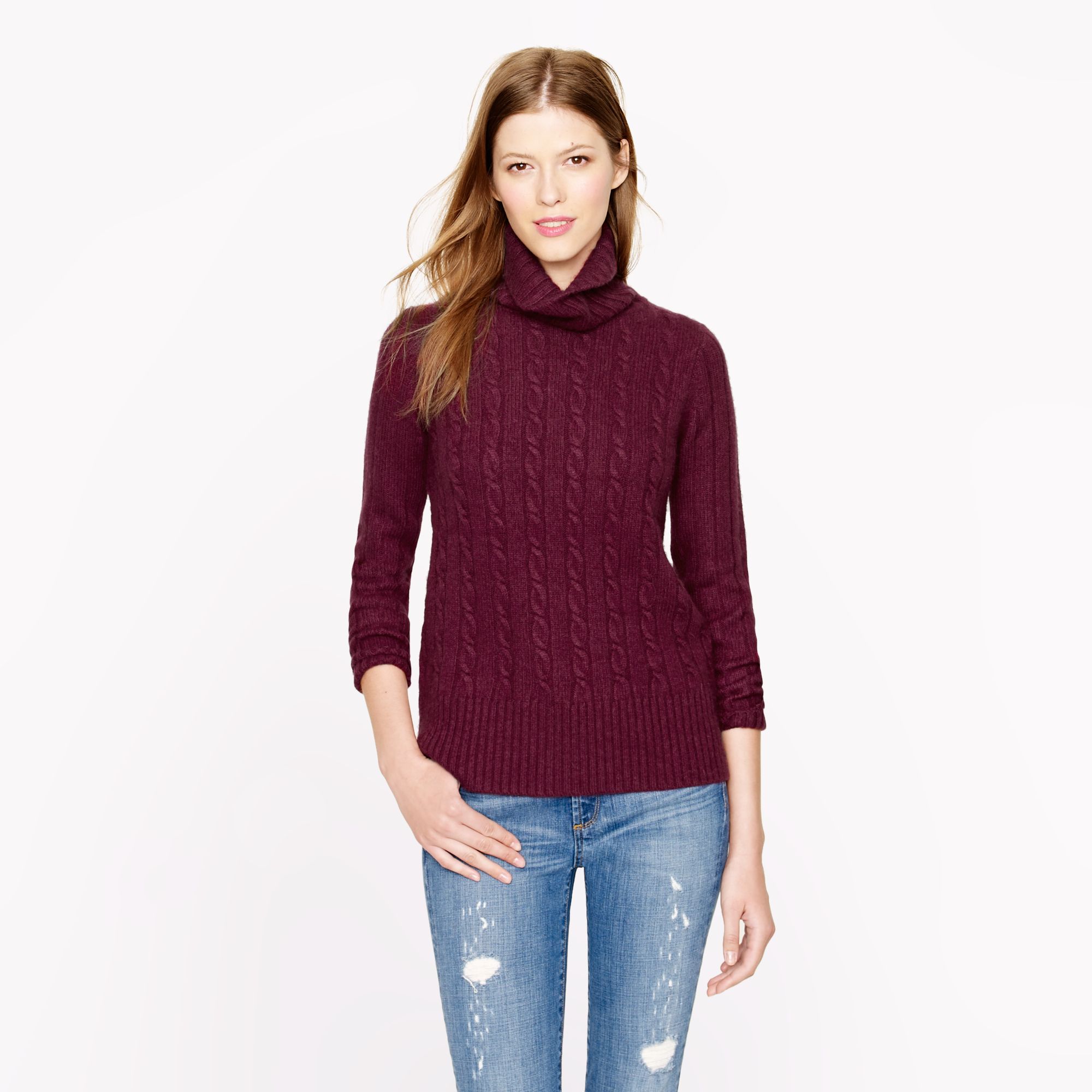 Lyst - J.Crew Preorder Cambridge Cable Chunky Turtleneck Sweater in Purple