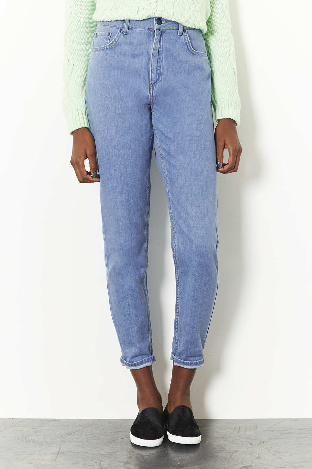 Topshop Bleach High Waisted Mom Jeans in Blue | Lyst