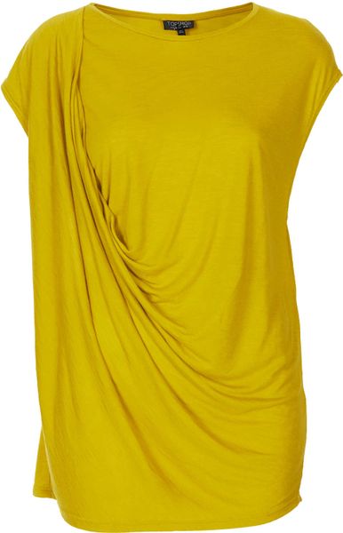 Topshop Drape Sleeveless Top in Yellow (CHARTREUSE) | Lyst