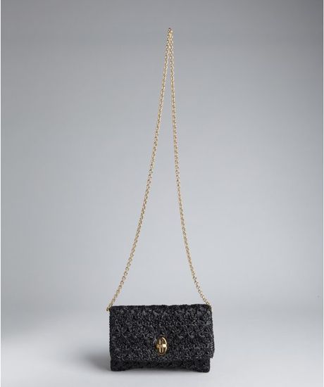 Dolce & Gabbana Black Leather and Raffia Chain Strap Crossbody Bag in ...